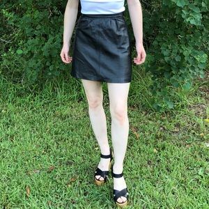 Vintage genuine leather High wasted mini skirt